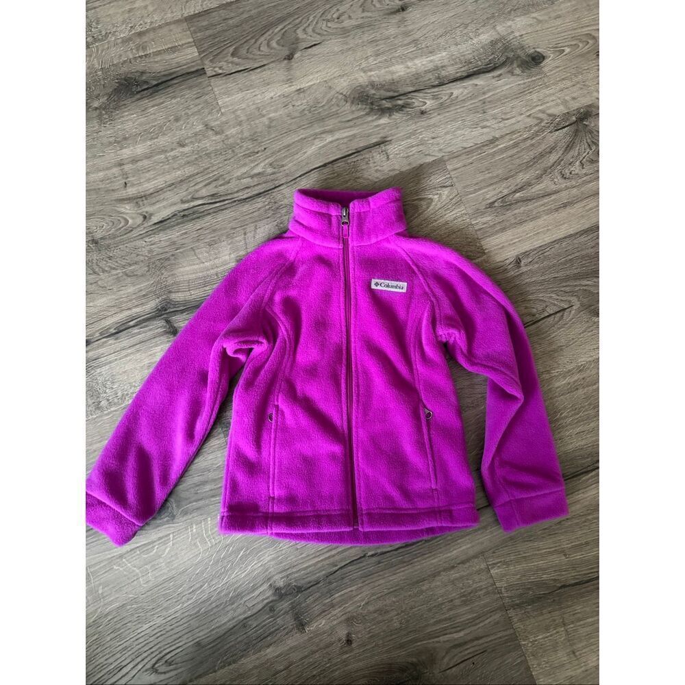Columbia Sweater Girl Pink Full Zip Long Sleeve Polyester XS (6/6x)